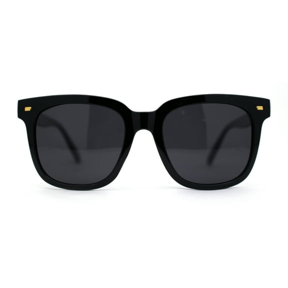 Mens Polarized Iconic Large Hipster Horn Rim Sunglasses All Black