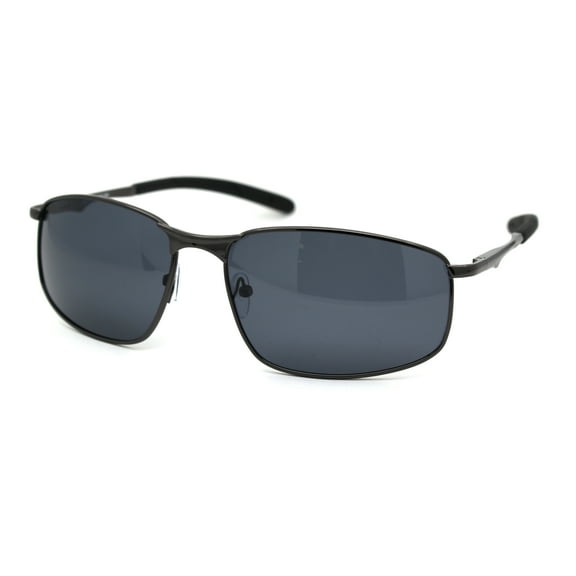 Mens Polarized Metal Rim Warp Sport Agent Sunglasses Gunmetal Black