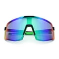 thumbnail image 1 of Mens Polarized Oversized Large Shield Monoblock Plastic Sport Sunglasses Black Green - Teal Mirror, 1 of 8
