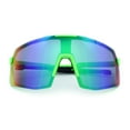 thumbnail image 1 of Mens Polarized Oversized Large Shield Monoblock Plastic Sport Sunglasses Green - Teal Mirror, 1 of 8