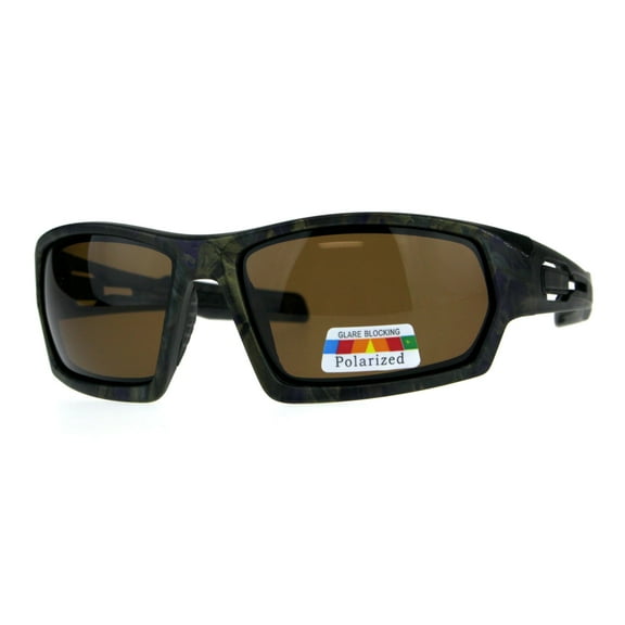 Mens Polarized Rectangular Warp Biker Plastic Sport Sunglasses Purple Gold Brown