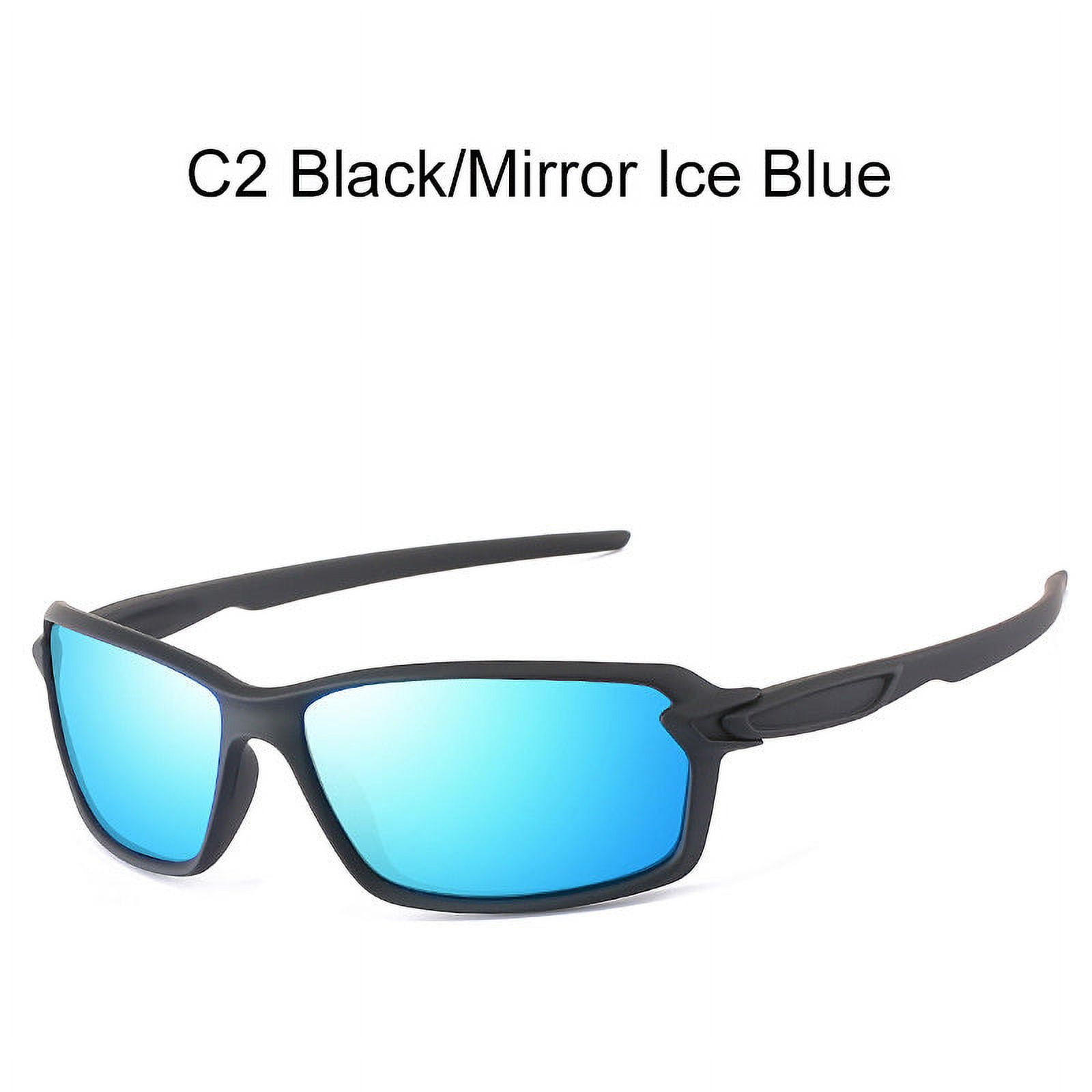 Mens Polarized Sports Sunglasses Mirror Lens Strong Resin Enhanced Vision Sunglasses for Driving Fishing Cycling