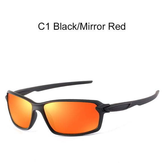 Mens Polarized Sports Sunglasses with Cool Mirror Lens and Strong Resin Construction for Enhanced Vision
