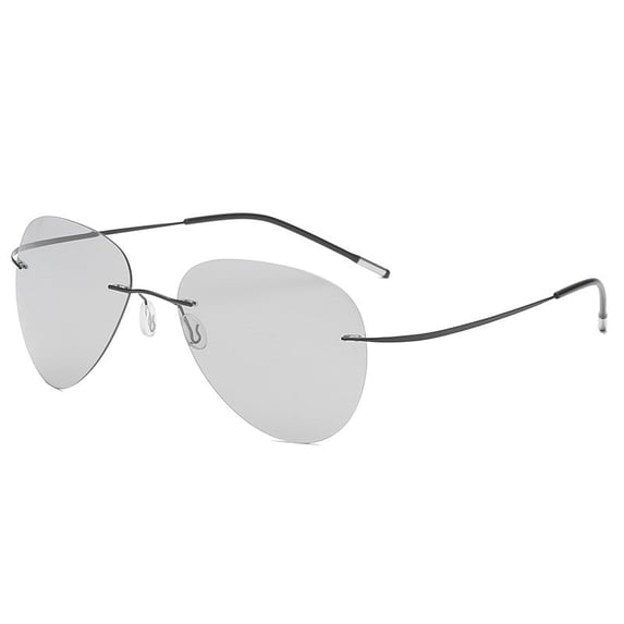 Mens Polarized Sunglasses, Frameless Alloy Driving Sunglasses with Anti-UVA/UVB Resin Lenses, Fashion Trend