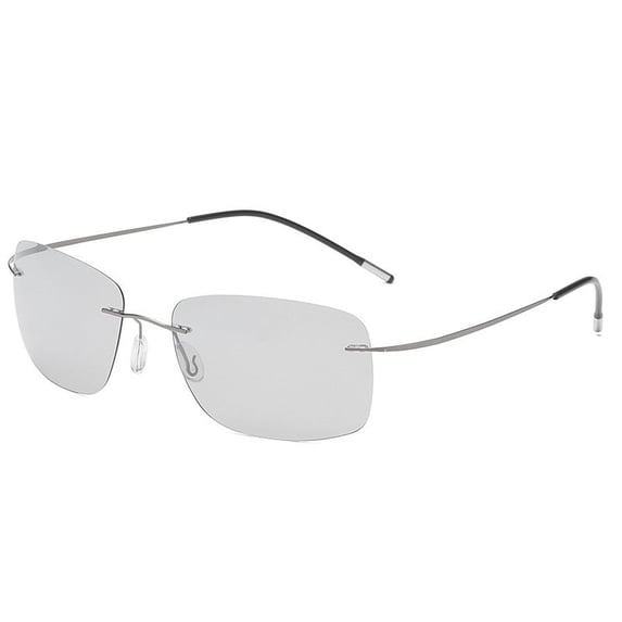 Mens Polarized Sunglasses, Frameless Alloy Driving Sunglasses with Anti-UVA/UVB Resin Lenses, Fashion Trend