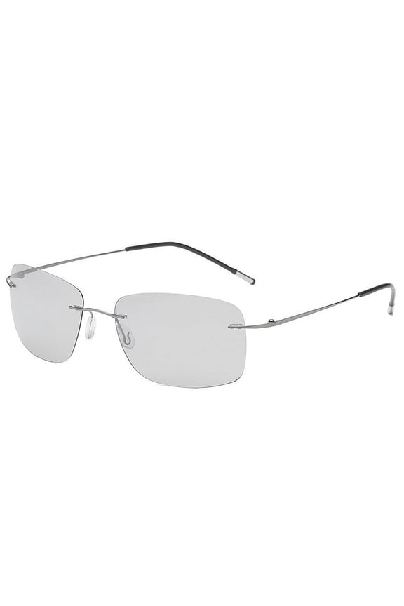 Mens Polarized Sunglasses, Frameless Alloy Driving Sunglasses with Anti-UVA/UVB Resin Lenses, Fashion Trend