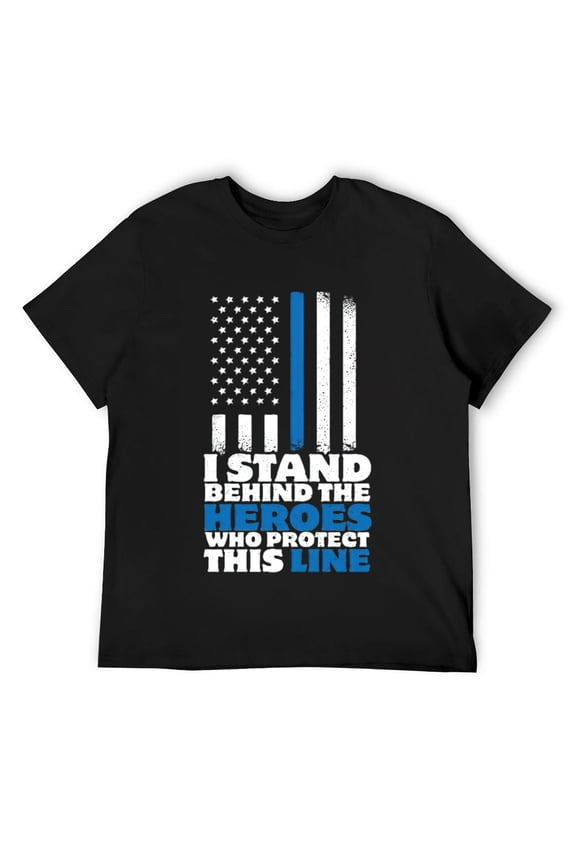 Mens Police American Flag Officer USA Lover America Cop Support T Shirt Black