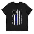 thumbnail image 1 of Mens Police Officer Daddy Patriotic American Flag Father Dad T-Shirt Black Small, 1 of 5
