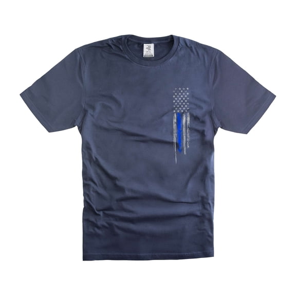 Mens Police Pocket Flag T-shirt Police Shirts Police Patriotic Tee Shirt For Him Men Dad Husband (Medium Navy Blue)