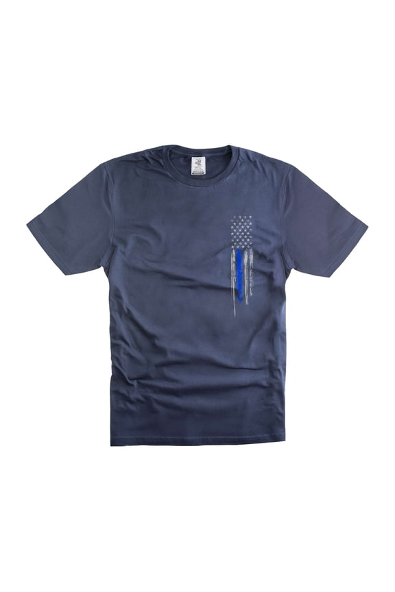 Mens Police Pocket Flag T-shirt Police Shirts Police Patriotic Tee Shirt For Him Men Dad Husband (Medium Navy Blue)