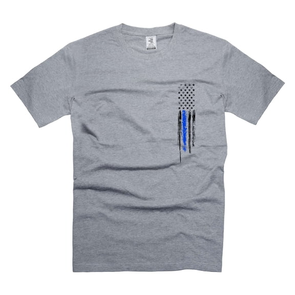 Mens Police Pocket Flag T-shirt Police Shirts Police Patriotic Tee Shirt For Him Men Dad Husband (Small Grey)