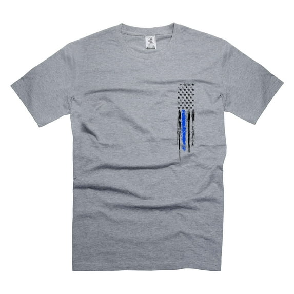 Mens Police Pocket Flag T-shirt Police Shirts Police Patriotic Tee Shirt For Him Men Dad Husband (X-Large Grey)
