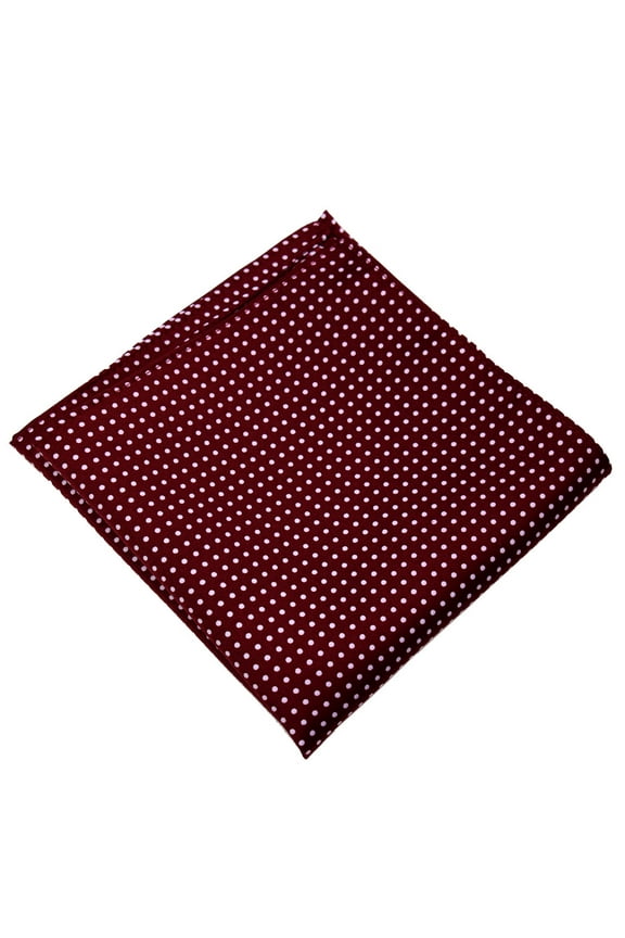 Mens Polka Dot Pocket Square Hanky Accessory - Burgundy
