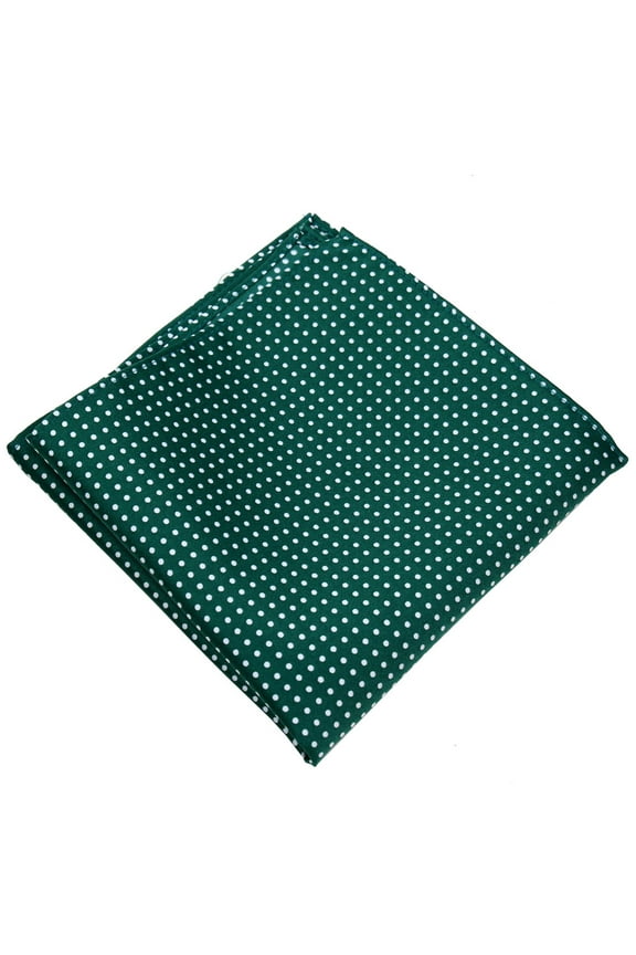 Mens Polka Dot Pocket Square Hanky Accessory - Dark Green