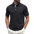 thumbnail image 1 of Mens Polo Golf Shirts with Pocket Cooling Performance Moisture Wicking Polo Shirts Black M, 1 of 5