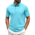 thumbnail image 1 of Mens Polo Golf Shirts with Pocket Cooling Performance Moisture Wicking Polo Shirts Cyan XXL, 1 of 5