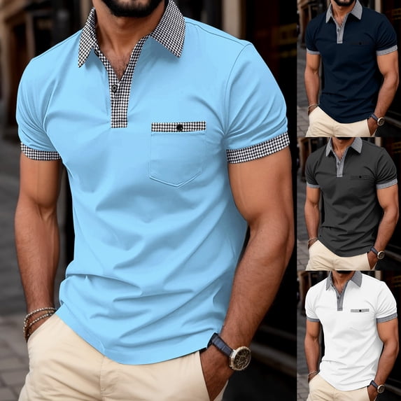 Mens Polo Shirt Button Collared T Shirt Breathable Short Sleeve Tee Casual Summer Sport Top White XXXL