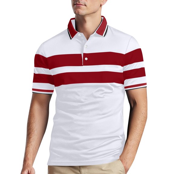 Mens Polo Shirt Golf Short Sleeve Stripe Sports Casual Business Tops Comfortable Summer Breathable Mens T-Shirts