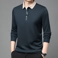 thumbnail image 1 of Mens Polo Shirt Long Sleeve Button Up Basic Summer Outfits Navy Athletic Polo Shirts for Men, 1 of 4