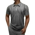 thumbnail image 1 of Mens Polo Shirt Men's Summer Fashion Striped Digital 3D Print Lapel Button Short Sleeve Tshirts Mens Golf Shirts Grey XXXL, 1 of 4
