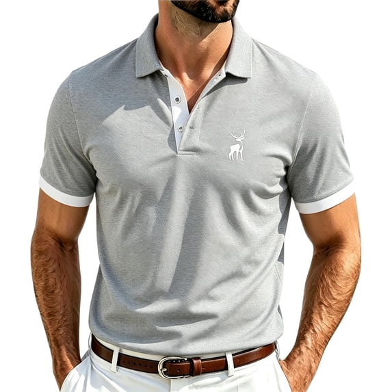 Mens Polo Shirt Short Sleeve Breathable Mesh Knit Casual Golf Top Summer Lightweight Loose Fit Out Sport Tee for Men Light Gray XL