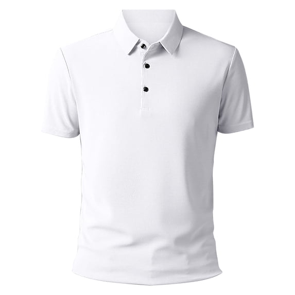 Mens Polo Shirt Short Sleeve Button Down Tees Shirt Basic White Men's Clothing