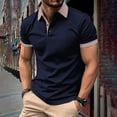 thumbnail image 1 of Mens Polo Shirt Short Sleeve Button Up Loose Fit Summer Shirt Navy Vacation Shirts for Men, 1 of 7