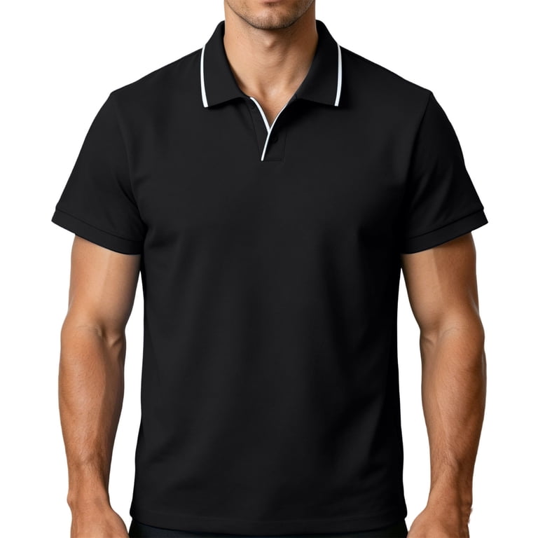 Mens Polo Shirt Short Sleeve Sports Golf Tennis T-Shirt Moisture