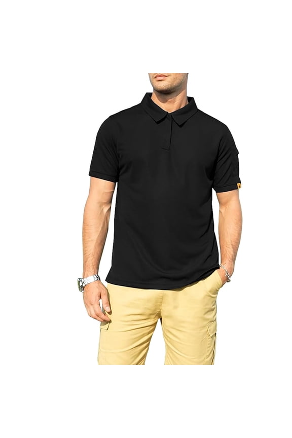Golf Polo Shirts Short Sleeve Collared Classic Polo for Casual Moisture Wicking Dry Fit Black Polo Shirt for Men