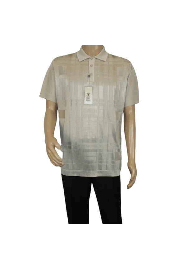 Mens Polo Shirt Slinky Sheer Short Sleeves Soft Touch Stacy Adams 57006 Taupe