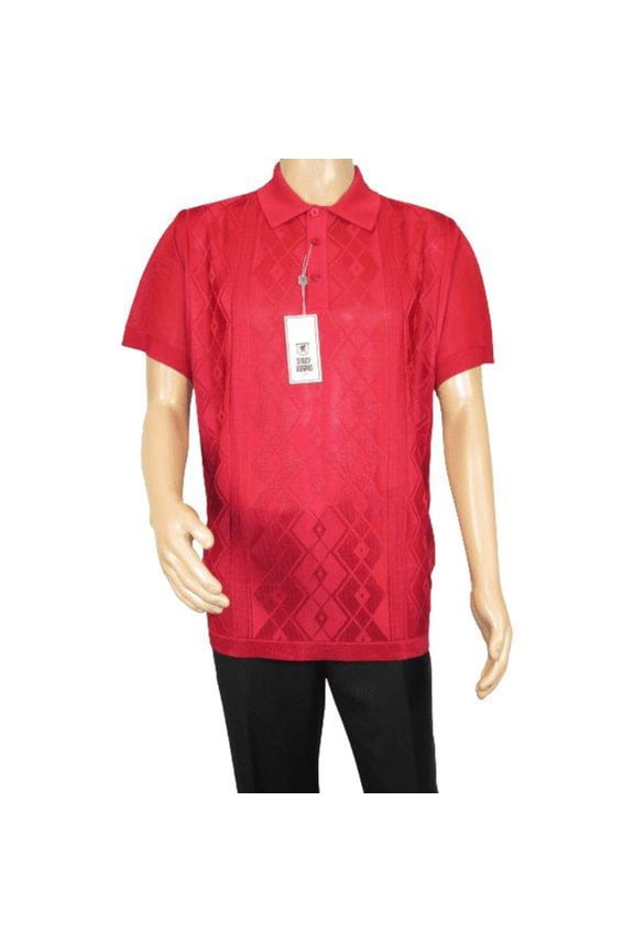 Mens Polo Shirt Slinky Sheer Short Sleeves Soft Touch by Stacy Adams 57007 Red