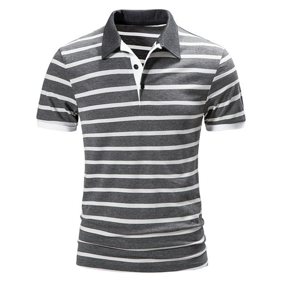 Mens Polo Shirt Spring Summer Sports Leisure Top Shirt Wicking Cotton Lapel Short Sleeve T Shirt Stripe Top Shirt