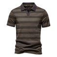 thumbnail image 1 of Mens Polo Shirt Striped Performance Stretch Athletic Cotton Top Casual Vacation Short Sleeve Button Collared Mens T-Shirts, 1 of 4