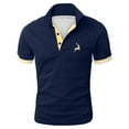 thumbnail image 1 of Mens Polo Shirt Summer Golf Short Sleeve Button Up Collared Business Tops Comfortable Work Slim Fit Stretchy T Shirts for Man Navy2 XXL, 1 of 4