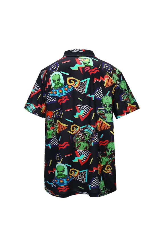 Mens Polo Shirt Summer Lapel Funny Print Graphic Retro Short Sleeve Summer Loose Casual Dress Shirts for Men