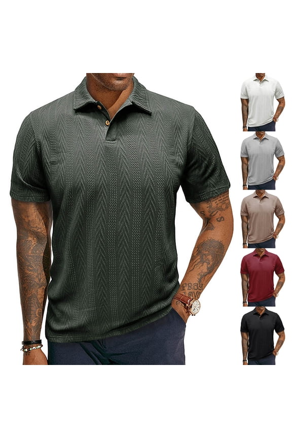 Mens Polo Shirt Summer Short Sleeve T Shirt Breathable Collared Tee Classic Fit Top S