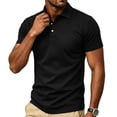 thumbnail image 1 of Mens Polo Shirts Buttons Short Sleeve Basic Business Shirts Breathable Soft Casual Performance Classic Fit Shirts Black M, 1 of 6