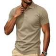 thumbnail image 1 of Mens Polo Shirts Buttons Short Sleeve Basic Business Shirts Breathable Soft Casual Performance Classic Fit Shirts Champagne 2XL, 1 of 6