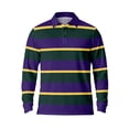thumbnail image 1 of Mens Polo Shirts Casual Button Down Long Sleeve Breathable Stripe Lapel Tops Fall Comfortable Mens T Shirts Purple XL, 1 of 3