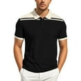 thumbnail image 1 of Mens Polo Shirts Casual Color Matching Short Sleeve Button Up Lapel Tops Summer Sports Lightweight Mens T Shirts Black XL, 1 of 6