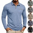 thumbnail image 1 of Mens Polo Shirts Casual Long Sleeve Button Collar Stretch Golf Tee Tops with Pocket, 1 of 6