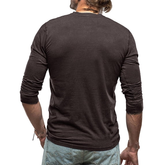 Mens Polo Shirts Casual Long Sleeve Solid Color Button Stand Collar Pullover Tops Summer Lightweight Slim Fit Mens T Shirts Brown M