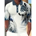 thumbnail image 1 of Mens Polo Shirts Casual Short Sleeve Athletic T-Shirts 3D Print Wild Animal Funny Golf Polo Classic Contrast Collar Shirt White XXL, 1 of 6