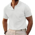thumbnail image 1 of Puztloy Mens Polo Shirts T-Shirts Short Sleeve Big Men's Classic Solid with Lapel Collar Top Button Down Golf Shirt White(Available in Plus Size), 1 of 5