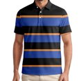 thumbnail image 1 of Mens Polo Shirts Casual Striped Short Sleeve Buckle Collar Breathable Lapel Tops Summer Comfortable T Shirts for Man Blue XL, 1 of 5