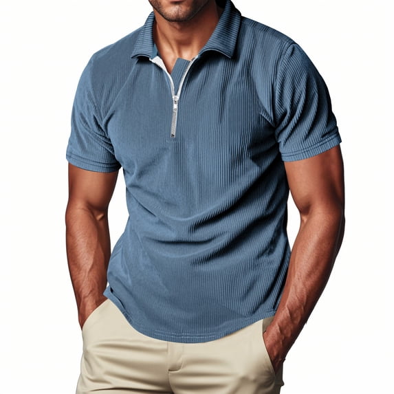 Mens Polo Shirts Casual Solid Color Short Sleeve Tees, XL