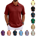 thumbnail image 1 of Mens Polo Shirts Casual Stylish Short Sleeve Collared Golf T-Shirt Outdoor Quick Dry Business Casual Solid Color Polo Shirt Wine XL, 1 of 7