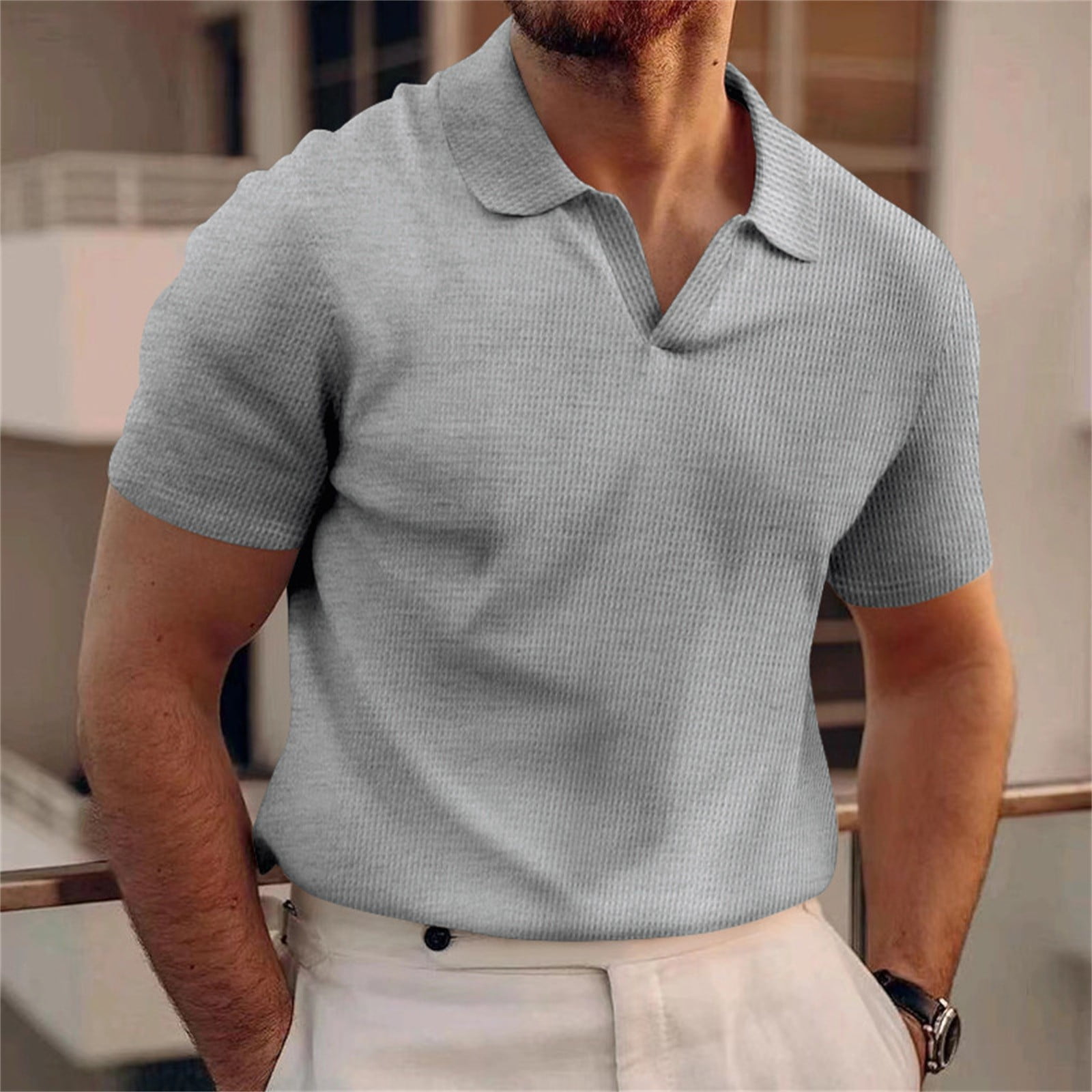 Men's Polo Shirt V-Neck Regular Fit Short Sleeve Casual main image 1