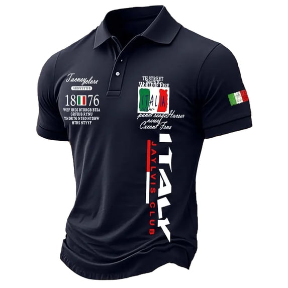 Mens Polo Shirts Casual Wear Loose Fit Button Detail Spring Summer Male Tops