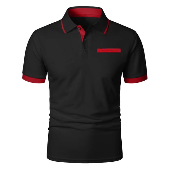 Mens Polo Shirts Casual With False Pockets On The Chest Roll Neck Buttons Versatile Men'S Clothing